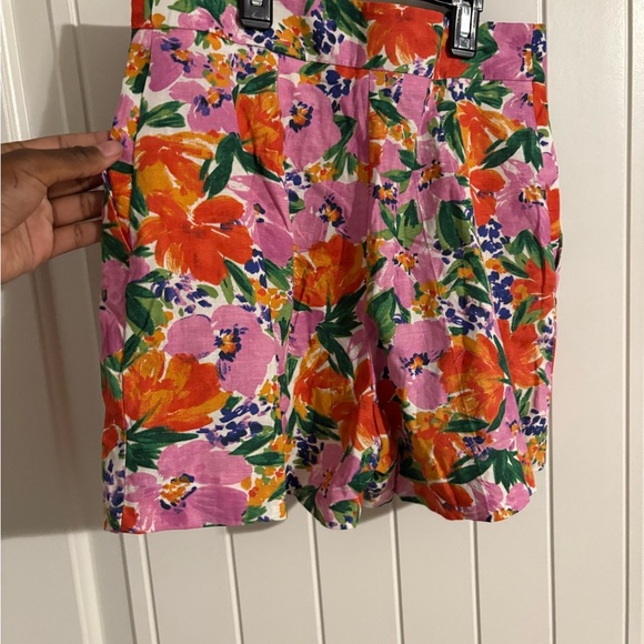 Zara Floral Mini Shorts - Pink, Orange, and Green - Picture 2 of 4